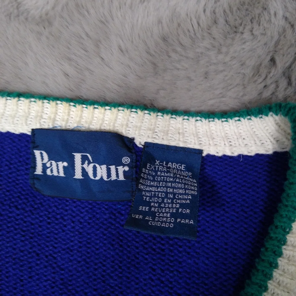 Vintage 90s Par Four Argyle Embroidered Golf Sweater XL Unisex - Picture 4 of 5